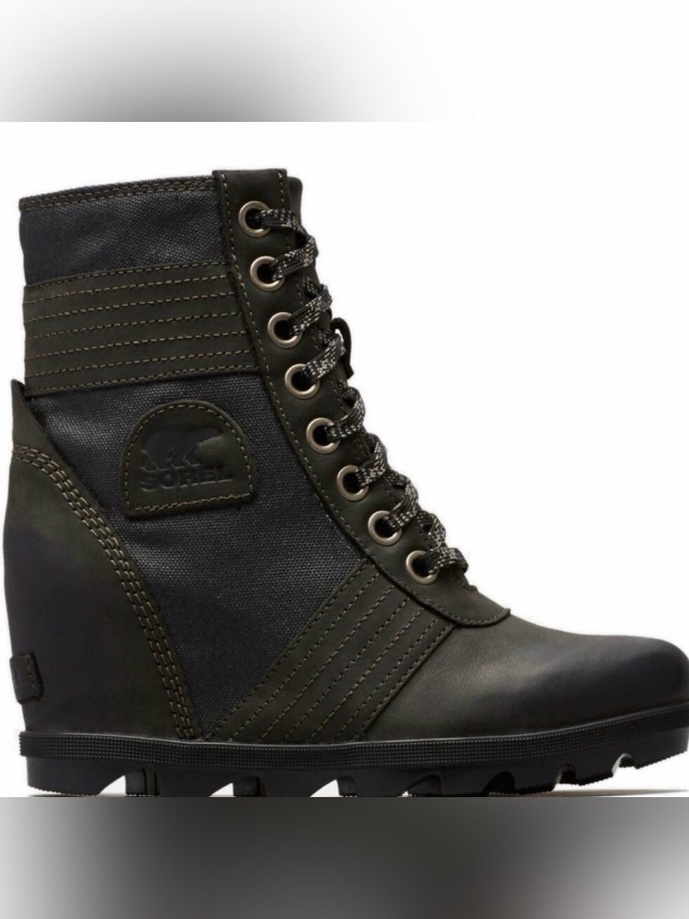 Sorel Women's Black Wedge Lace-Up Ankle Boot